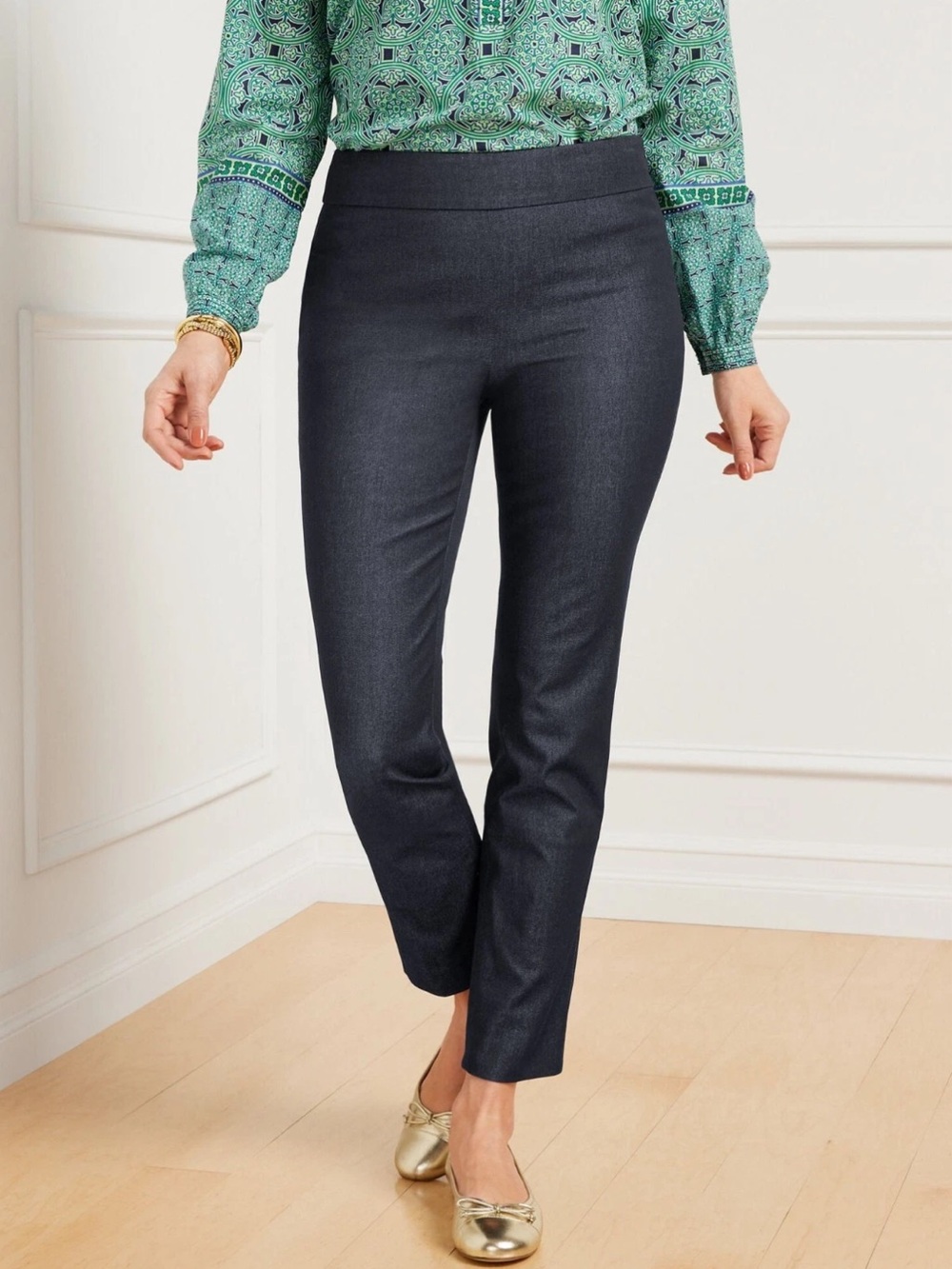 NWT Talbots Chatham Slim Ankle Pants Dark Blue Denim Stretch Size 6